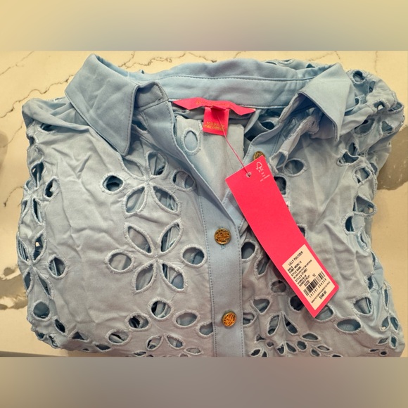 Lilly Pulitzer Zia Eyelet-Embroidered Maxi Dress in Hydra Blue Soiree color-12 - Picture 4 of 9